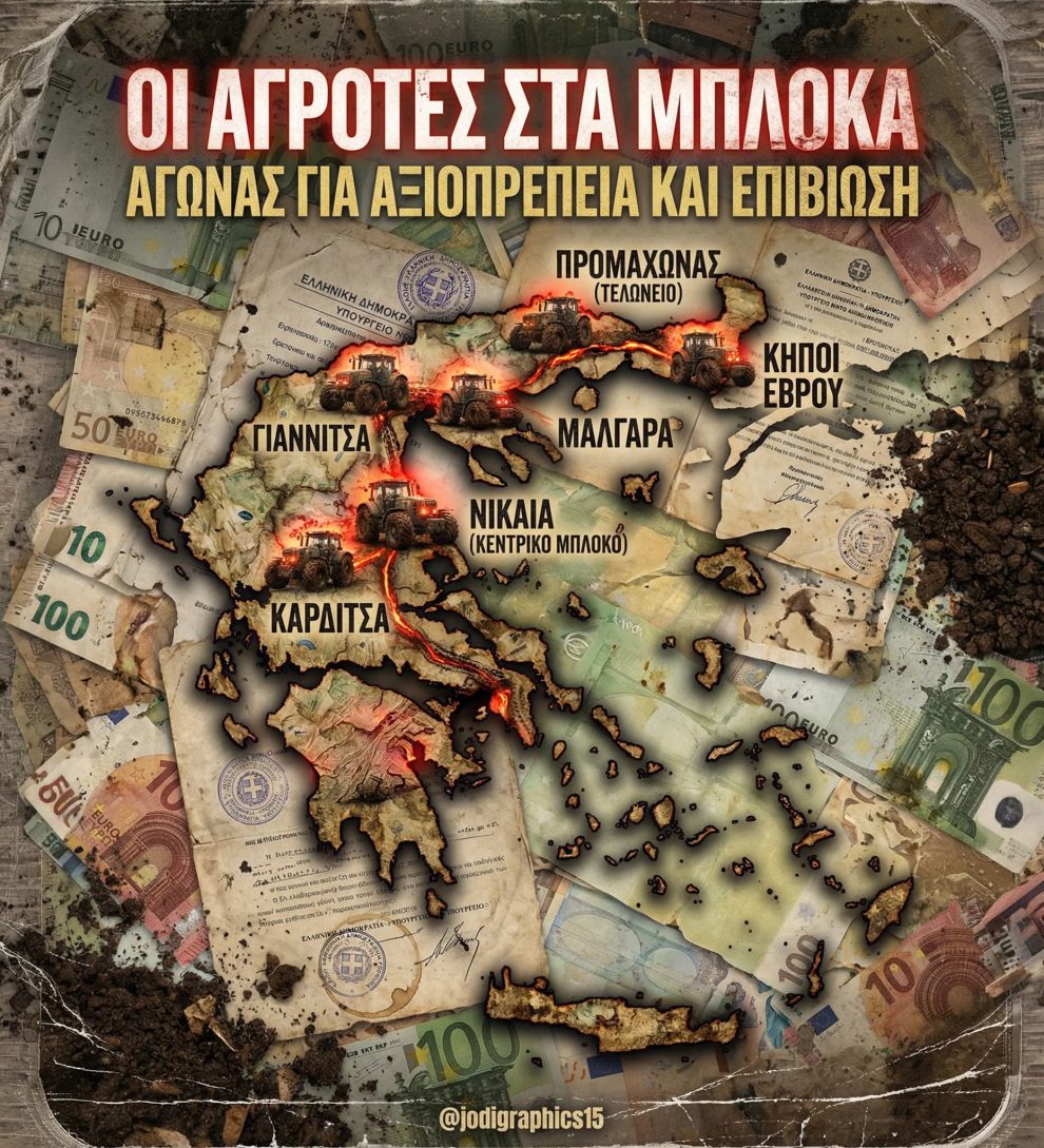 Αγροτικές-κινητοποιήσεις:-Δεκάδες-μπλόκα-και-χιλιάδες-τρακτέρ-στους-δρόμους